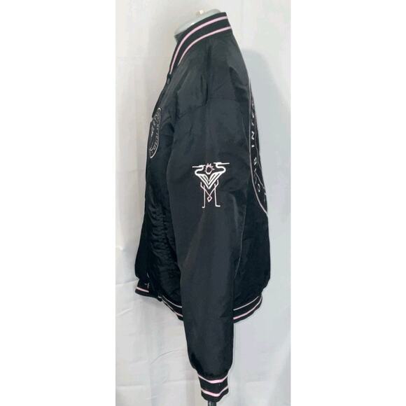 Inter Miami CF Men Bomber Jacket M MLS full snap varsity Jacket black - Picture 3 of 12